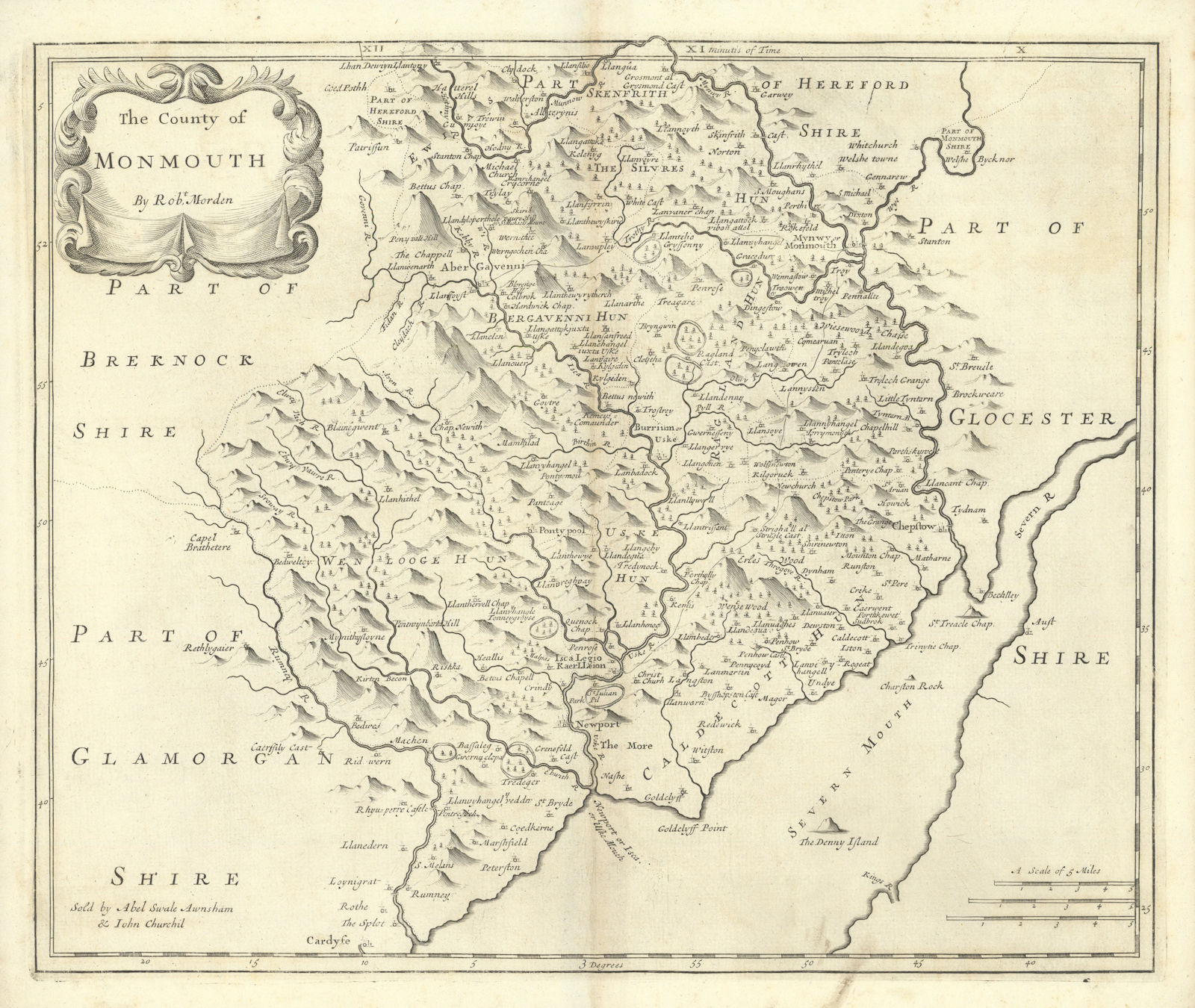 Associate Product COUNTY OF MONMOUTH. Monmouthshire by ROBERT MORDEN.Camden's Britannia 1722 map