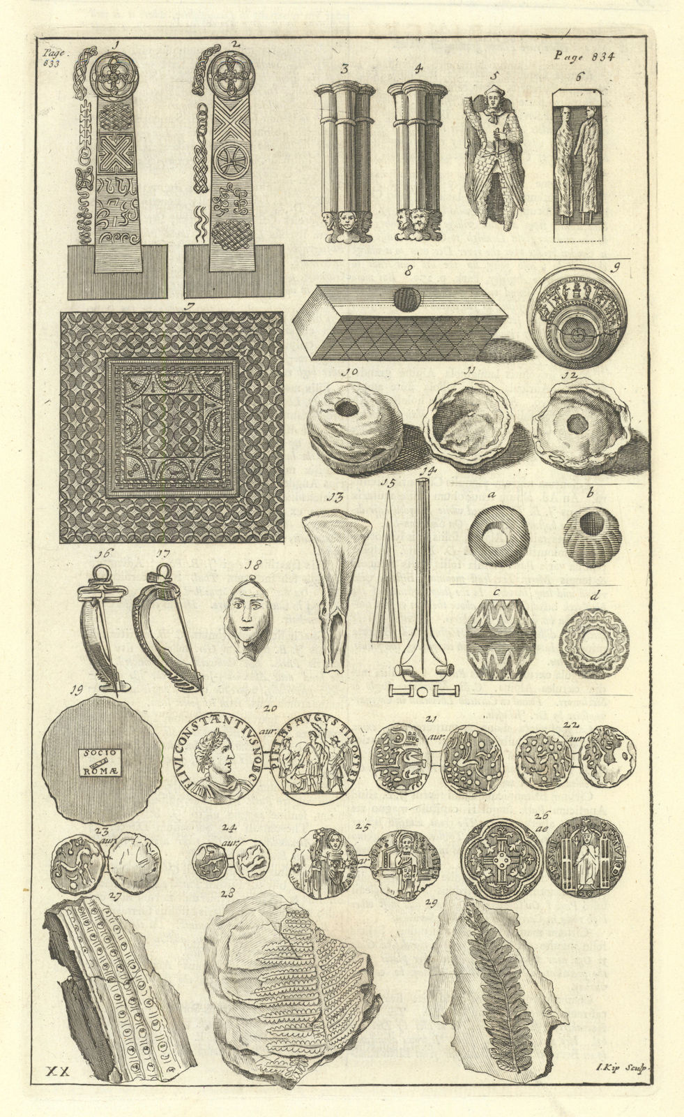 A table of curiosities from Camden's Britannia 1722 old antique print picture