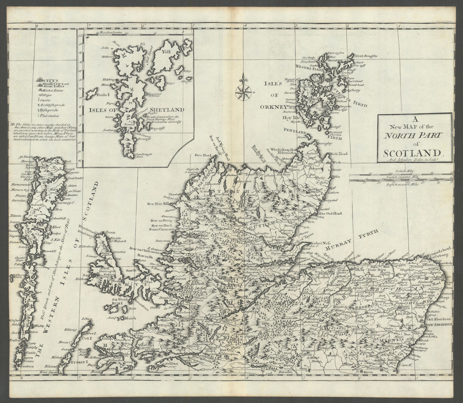 NORTHERN SCOTLAND by ANDREW JOHNSTON from Camden's Britannia 1722 old map