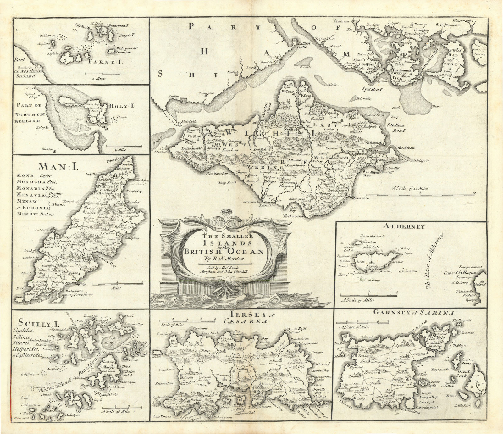 Associate Product ENGLAND. Isles of Wight/Man Scilly Isles Farne/Channel Islands. MORDEN 1722 map