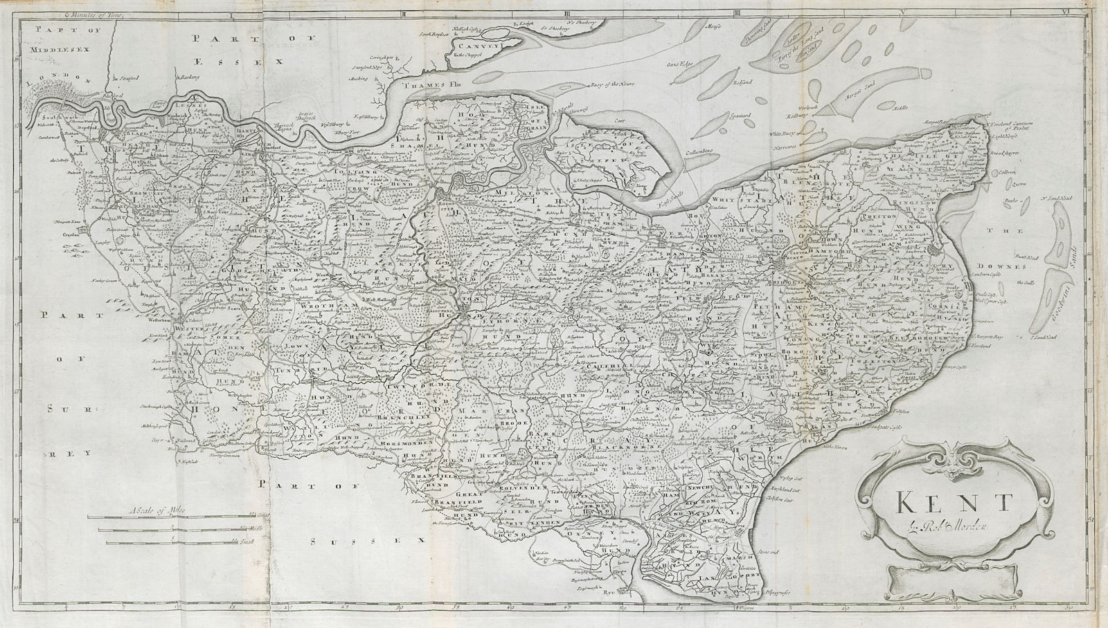 Associate Product Kent by ROBERT MORDEN from Camden's Britannia 1722 old antique map plan chart