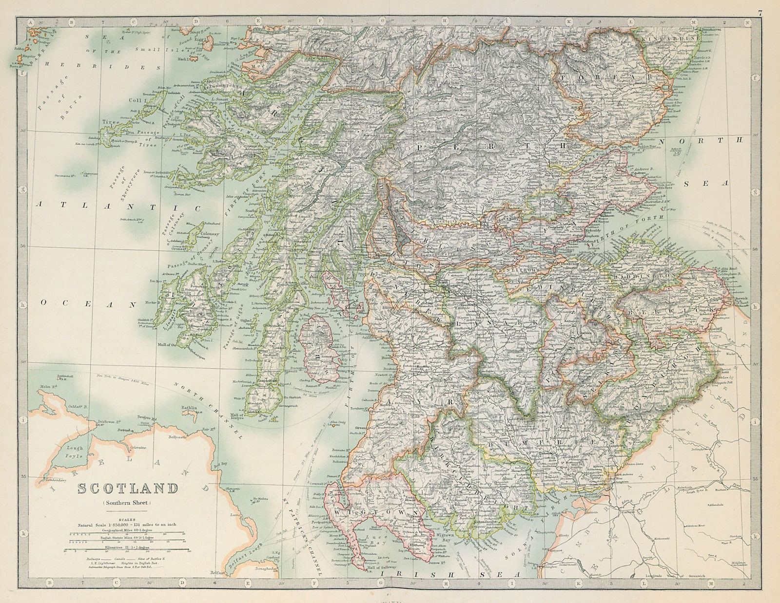 Associate Product SOUTHERN SCOTLAND showing battlefields and dates. JOHNSTON 1915 old map