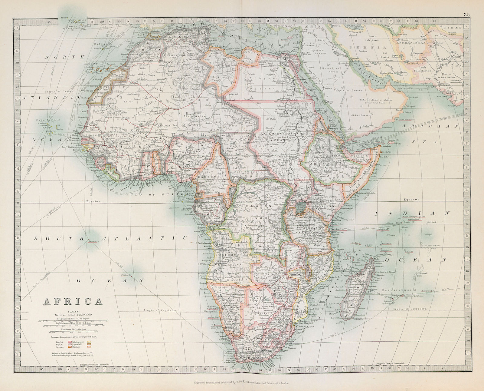COLONIAL AFRICA. Kamerun borders reflect 1911 Treaty of Fez. JOHNSTON 1915 map