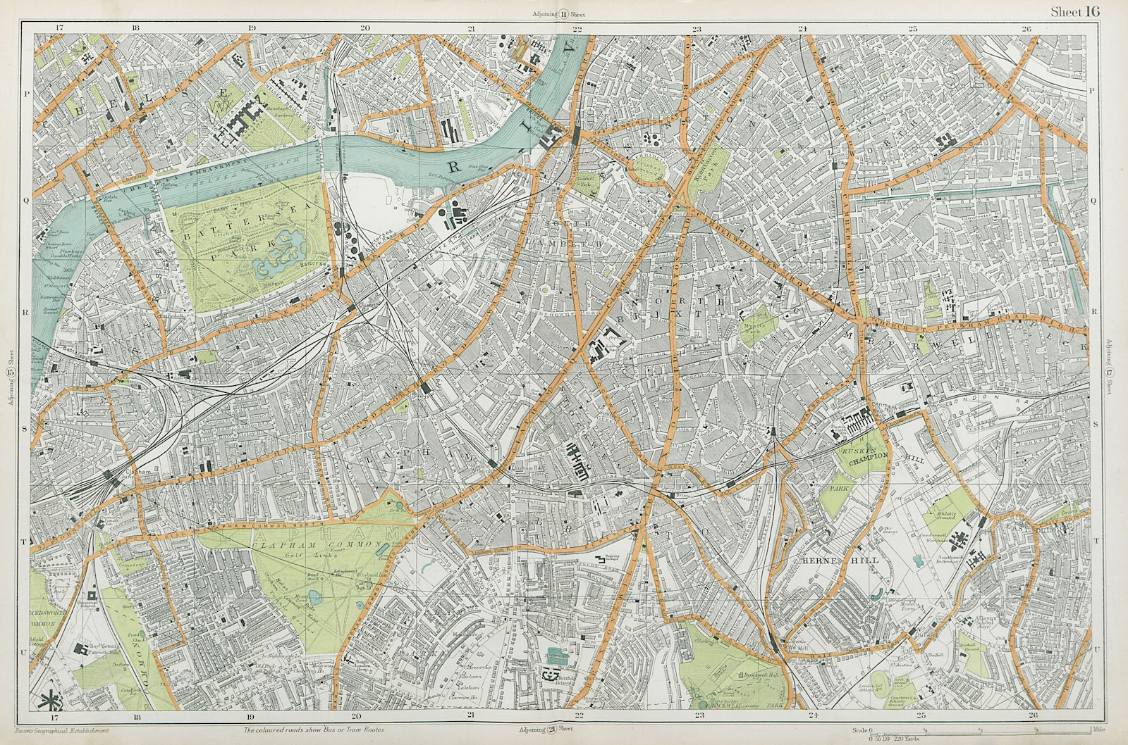 Associate Product S LONDON Clapham Brixton Lambeth Battersea Chelsea Camberwell. BACON  1920 map