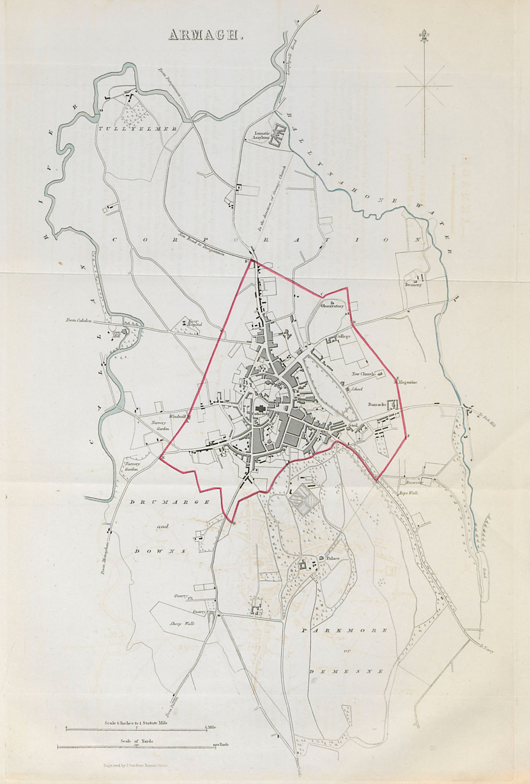 ARMAGH town/borough plan. REFORM ACT. Ulster 1832 old antique map chart