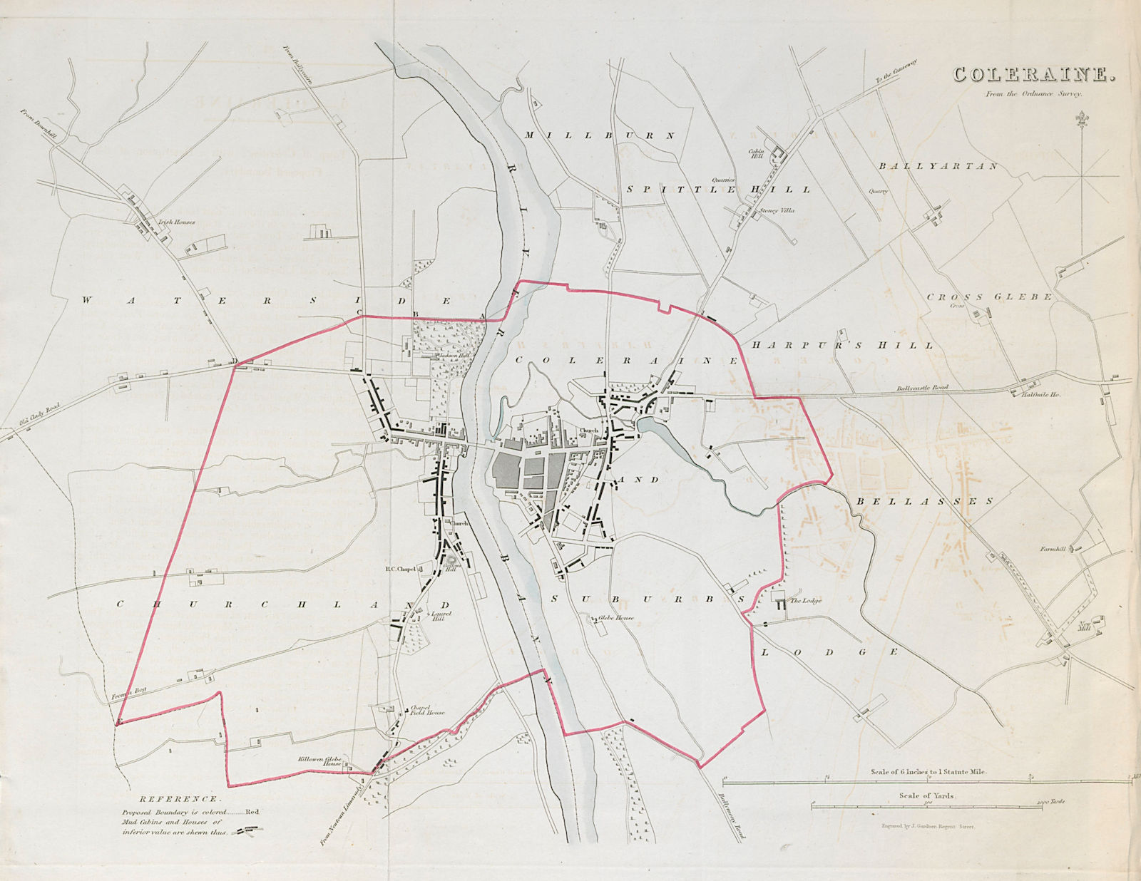 COLERAINE town/borough plan. REFORM ACT. County Londonderry. Ulster 1832 map