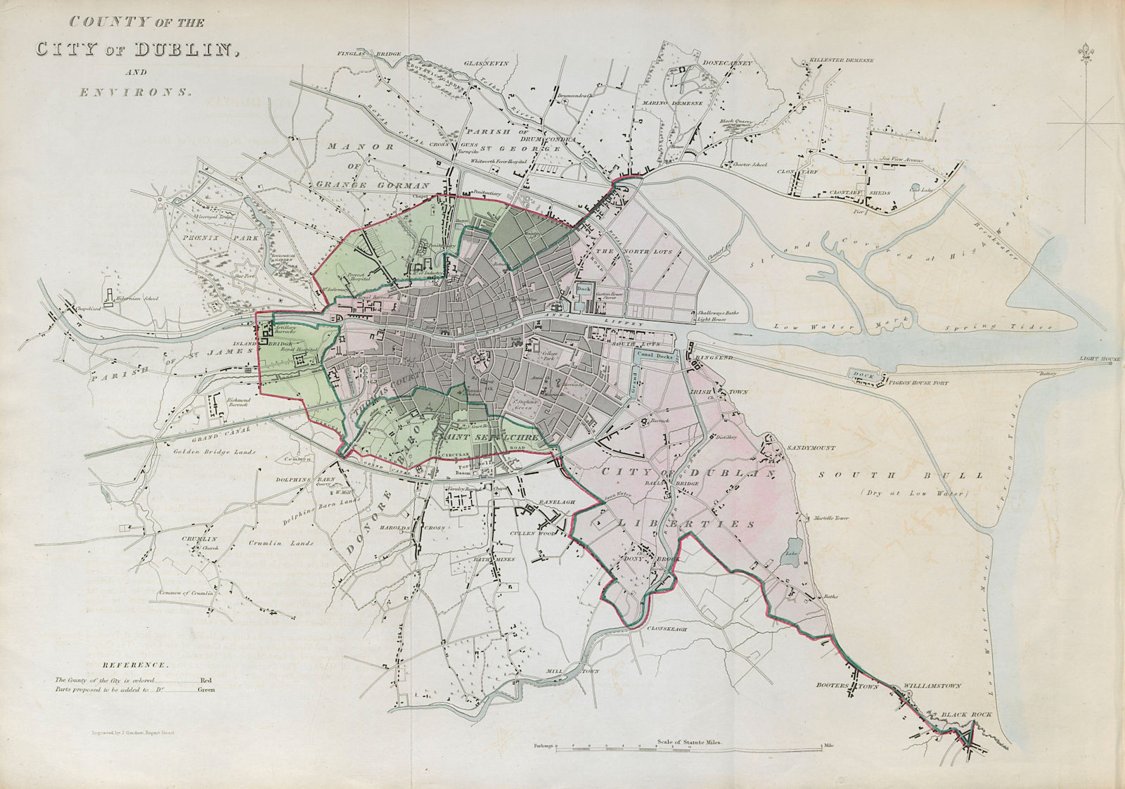 'COUNTY OF THE CITY OF DUBLIN' town/borough plan. REFORM ACT. Leinster 1832 map