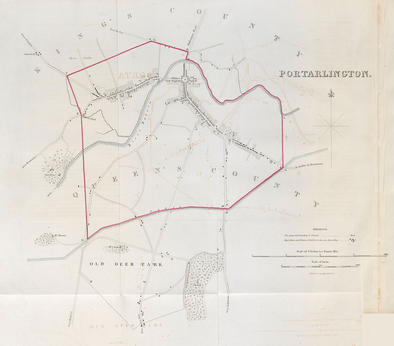 PORTARLINGTON town/borough plan. REFORM ACT. Laois/Offaly. Leinster 1832 map
