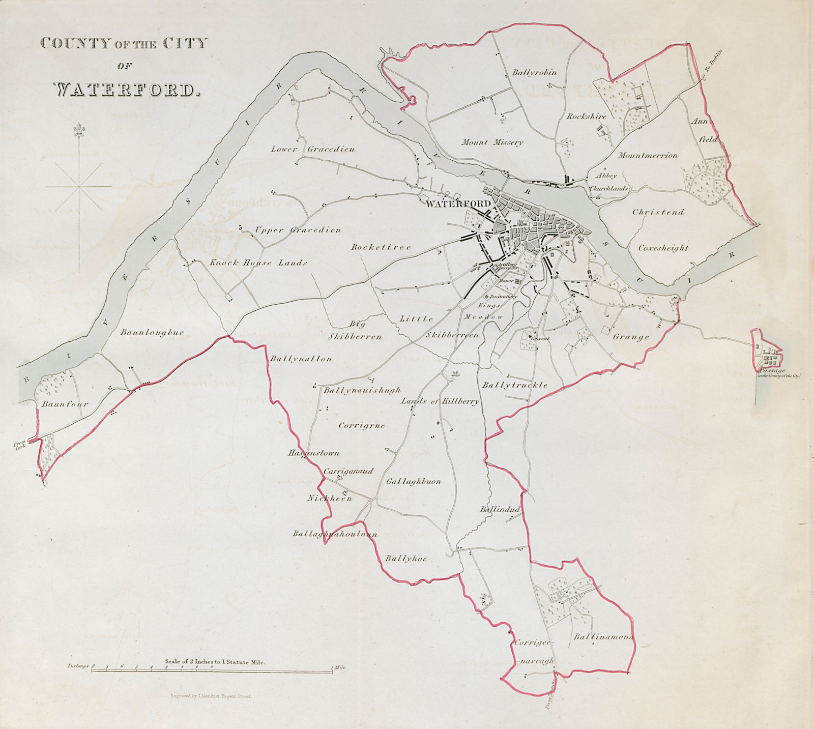 Associate Product COUNTY OF THE CITY OF WATERFORD town/borough plan. REFORM ACT. Munster 1832 map