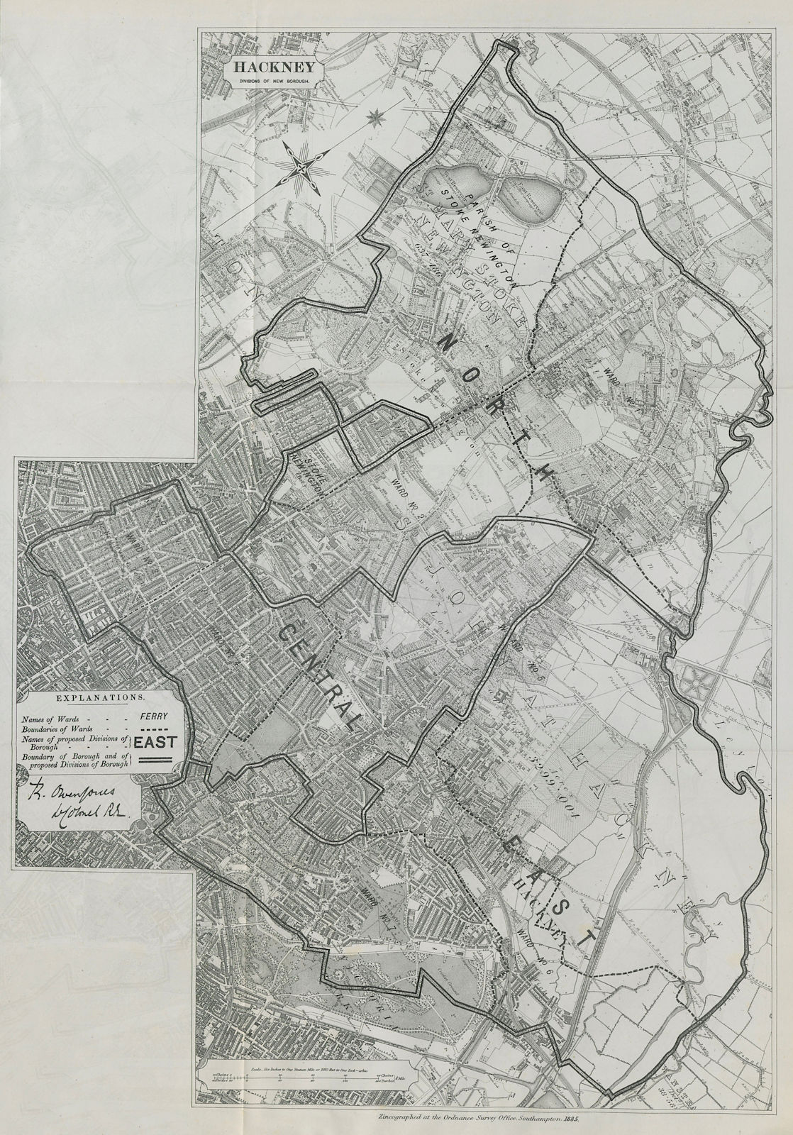 Associate Product Hackney Parliamentary Borough. Stoke Newington. BOUNDARY COMMISSION 1885 map