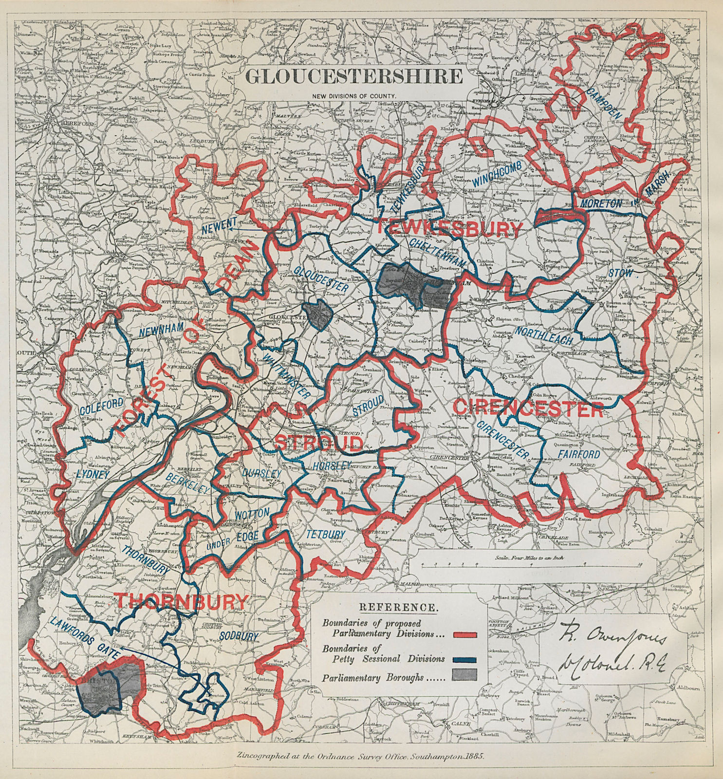 Associate Product Gloucestershire Parliamentary Divisions. Stroud. BOUNDARY COMMISSION 1885 map