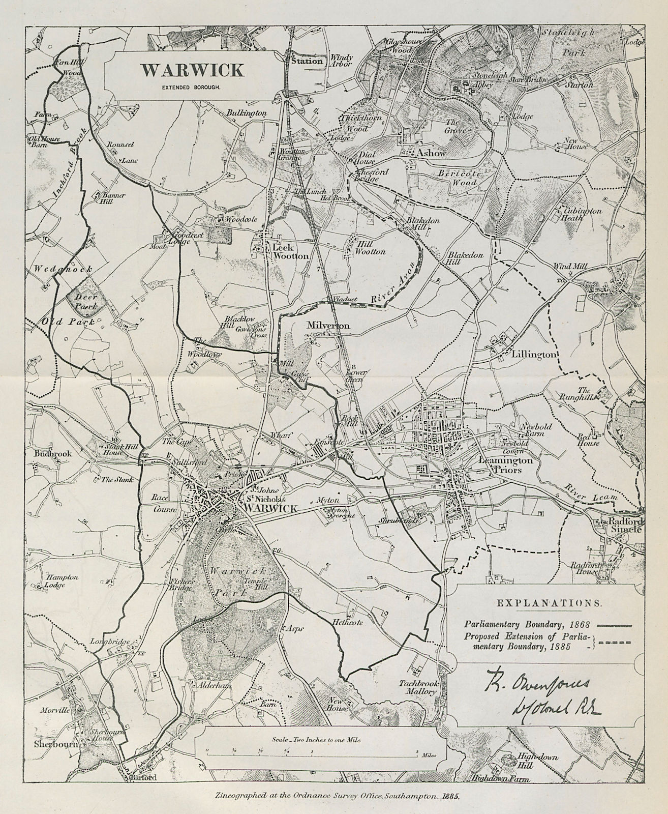 Associate Product Warwick Parliamentary Borough. Leamington Priors. BOUNDARY COMMISSION 1885 map