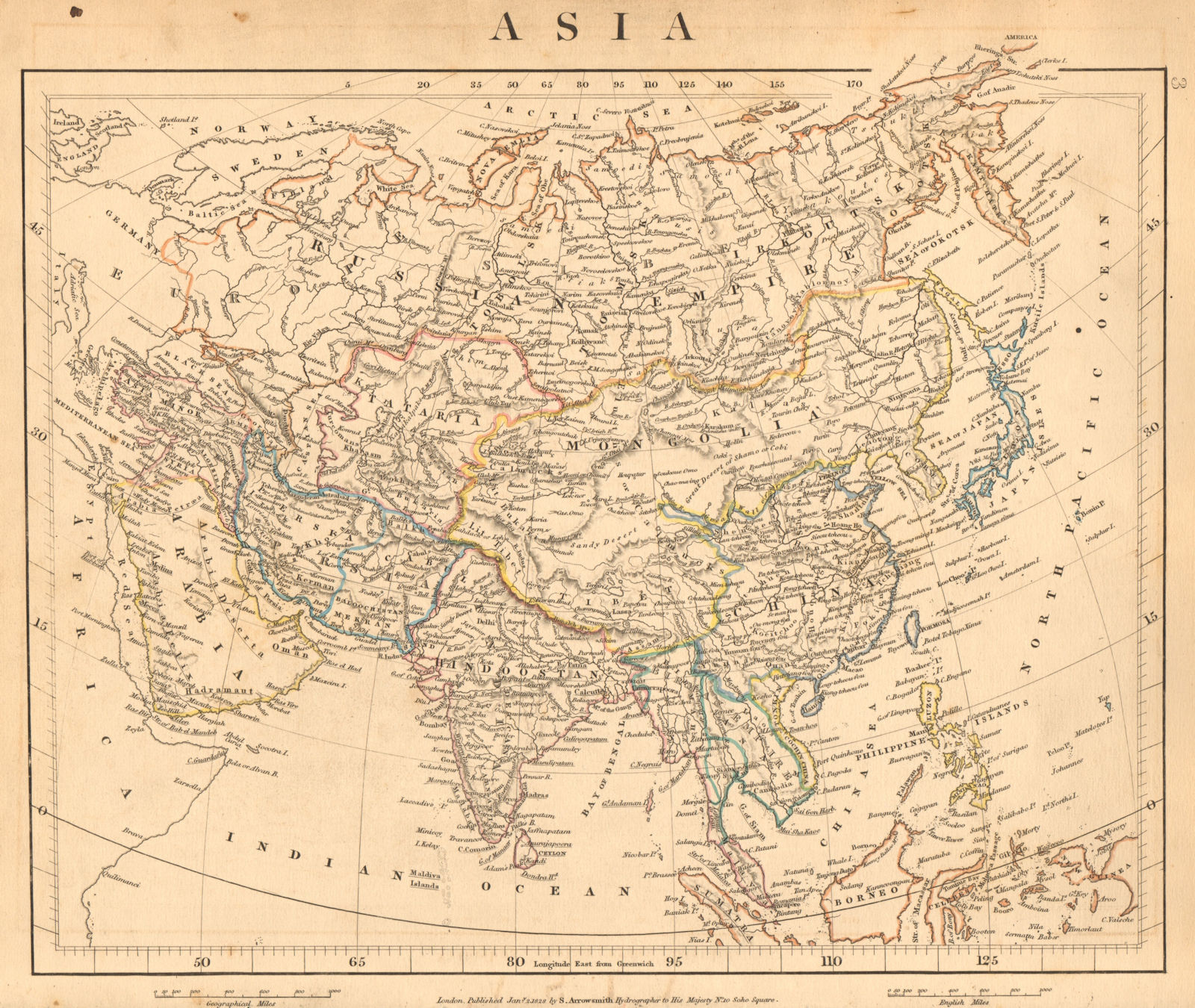 Associate Product ASIA Hindoostan Arabia Persia Tataria Birman Empire China. ARROWSMITH 1828 map