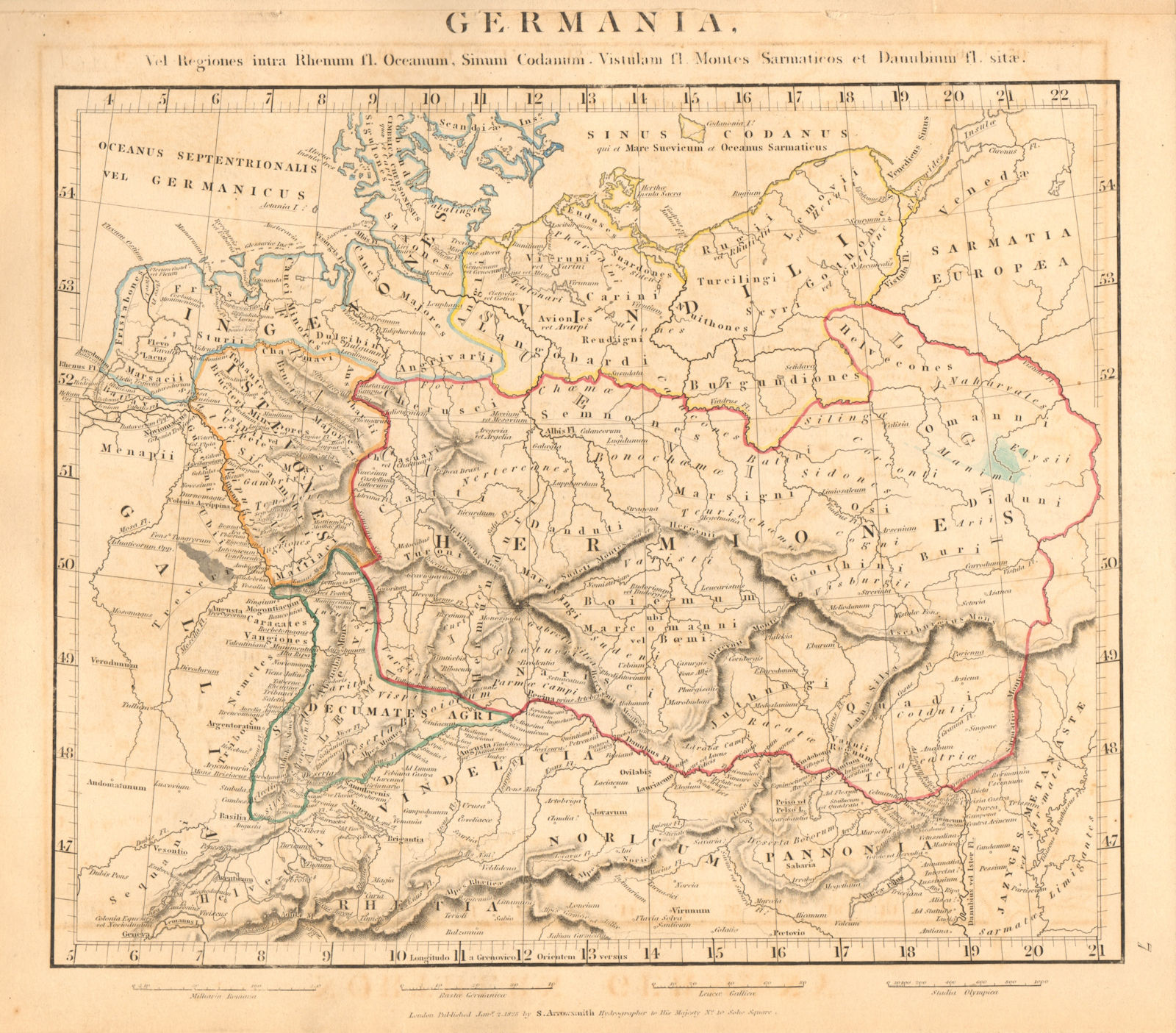 Associate Product ANCIENT GERMANY. Germania. Tribes. Hermiones Ingaevones. ARROWSMITH 1828 map