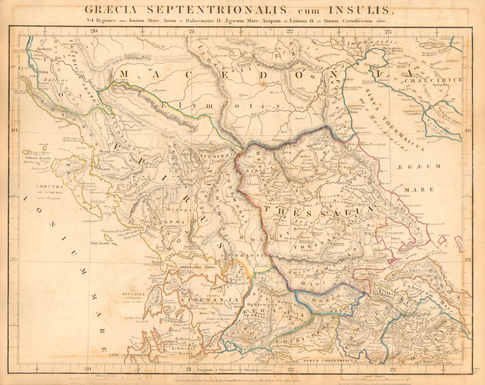Associate Product GRAECIA SEPTENTRIONALIS. Ancient Northern Greece. ARROWSMITH 1828 old map
