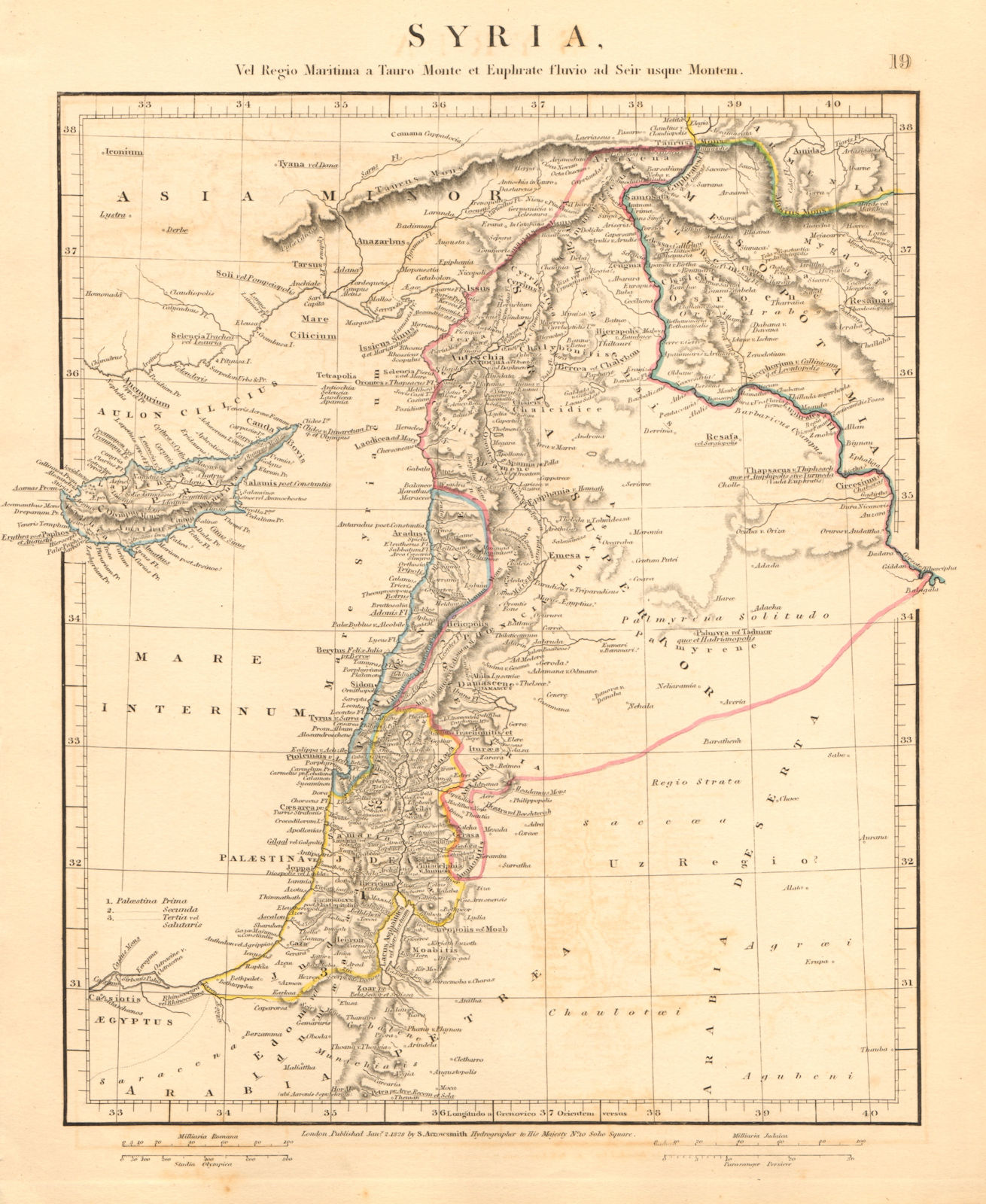 ANCIENT LEVANT. Syria Cyprus Palaestina Jordan Judaea Israel ARROWSMITH 1828 map