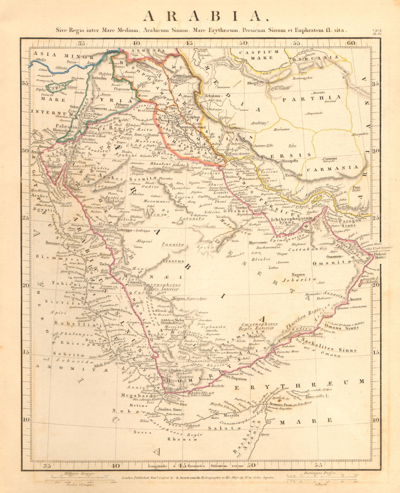 ANCIENT ARABIA. Arabicum Sinum Mare. Red Sea. Persian Gulf. ARROWSMITH 1828 map