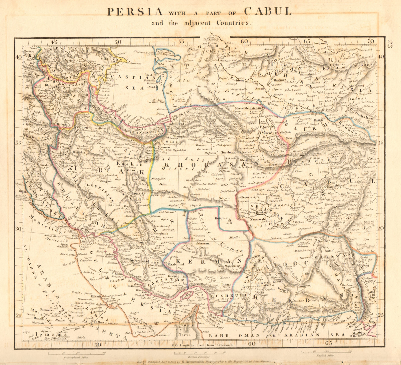 Associate Product SOUTH WEST ASIA. Persia with part of Cabul. Iraq Iran. ARROWSMITH 1828 old map