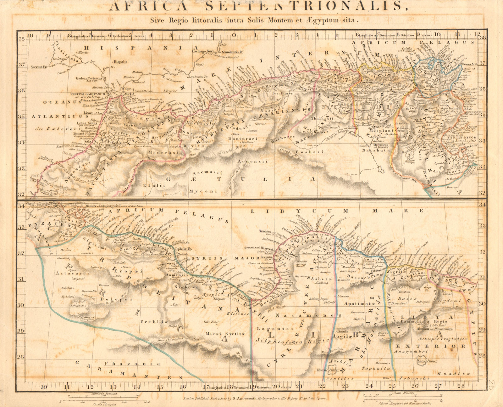 Associate Product ANCIENT NORTH AFRICA Septentrionalis. Mauretania Tripolitana ARROWSMITH 1828 map