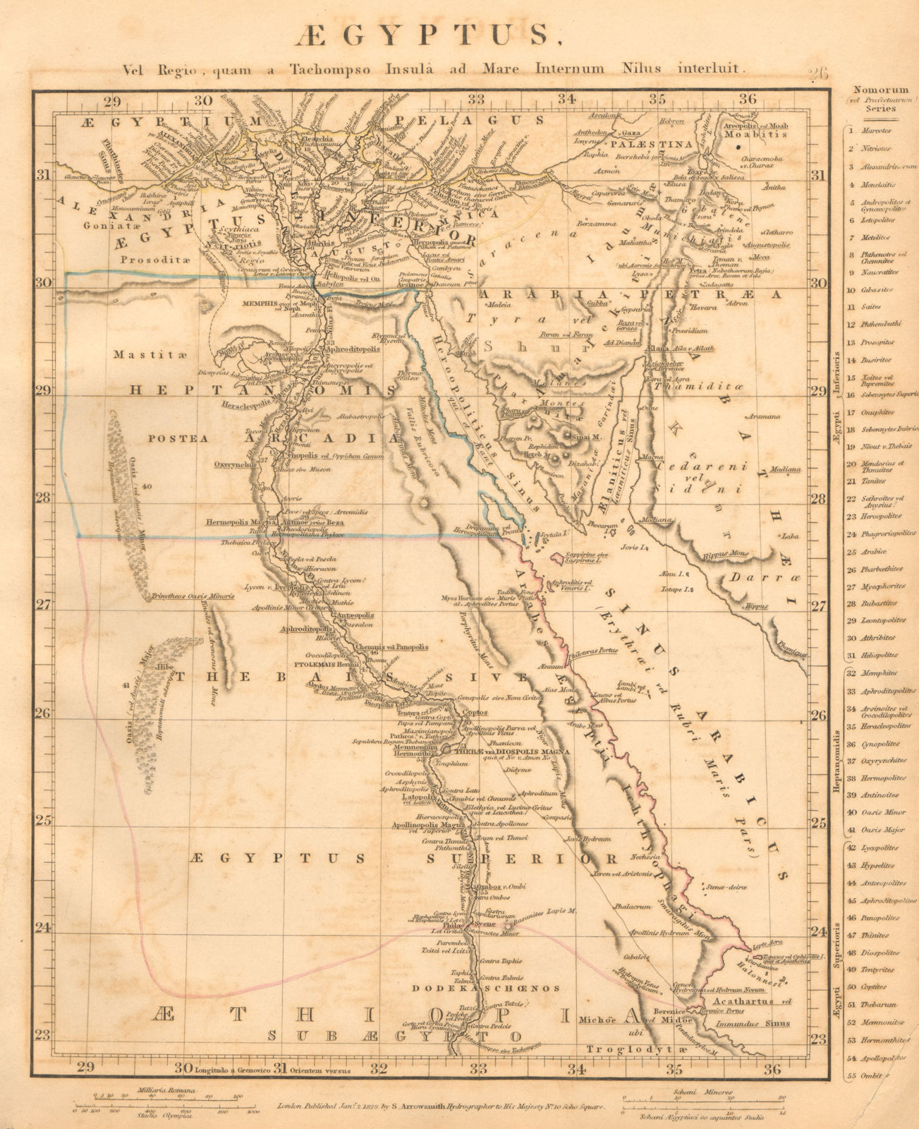 Associate Product ANCIENT EGYPT. Aegyptus Thebais Arcadia Heptanomis. ARROWSMITH 1828 old map