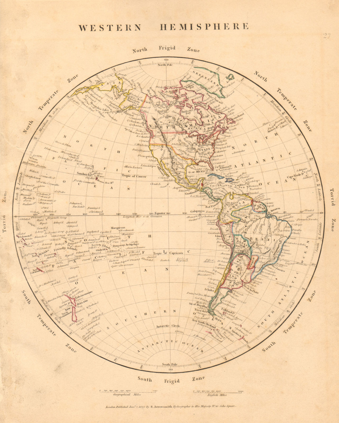 AMERICAS. Western Hemisphere. Mexican California. ARROWSMITH 1828 old map