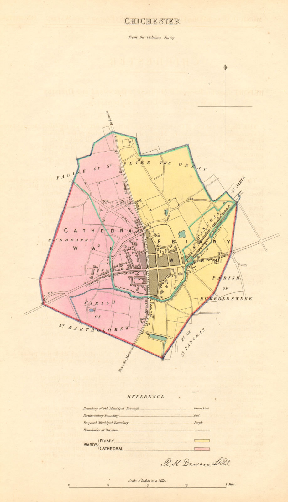 Associate Product CHICHESTER borough/town/city plan. BOUNDARY COMMISSION. Sussex. DAWSON 1837 map
