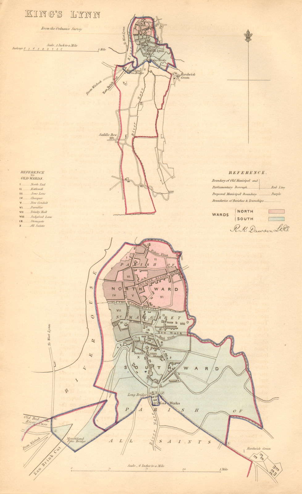 Associate Product KING'S LYNN borough/town plan. BOUNDARY COMMISSION. Norfolk. DAWSON 1837 map