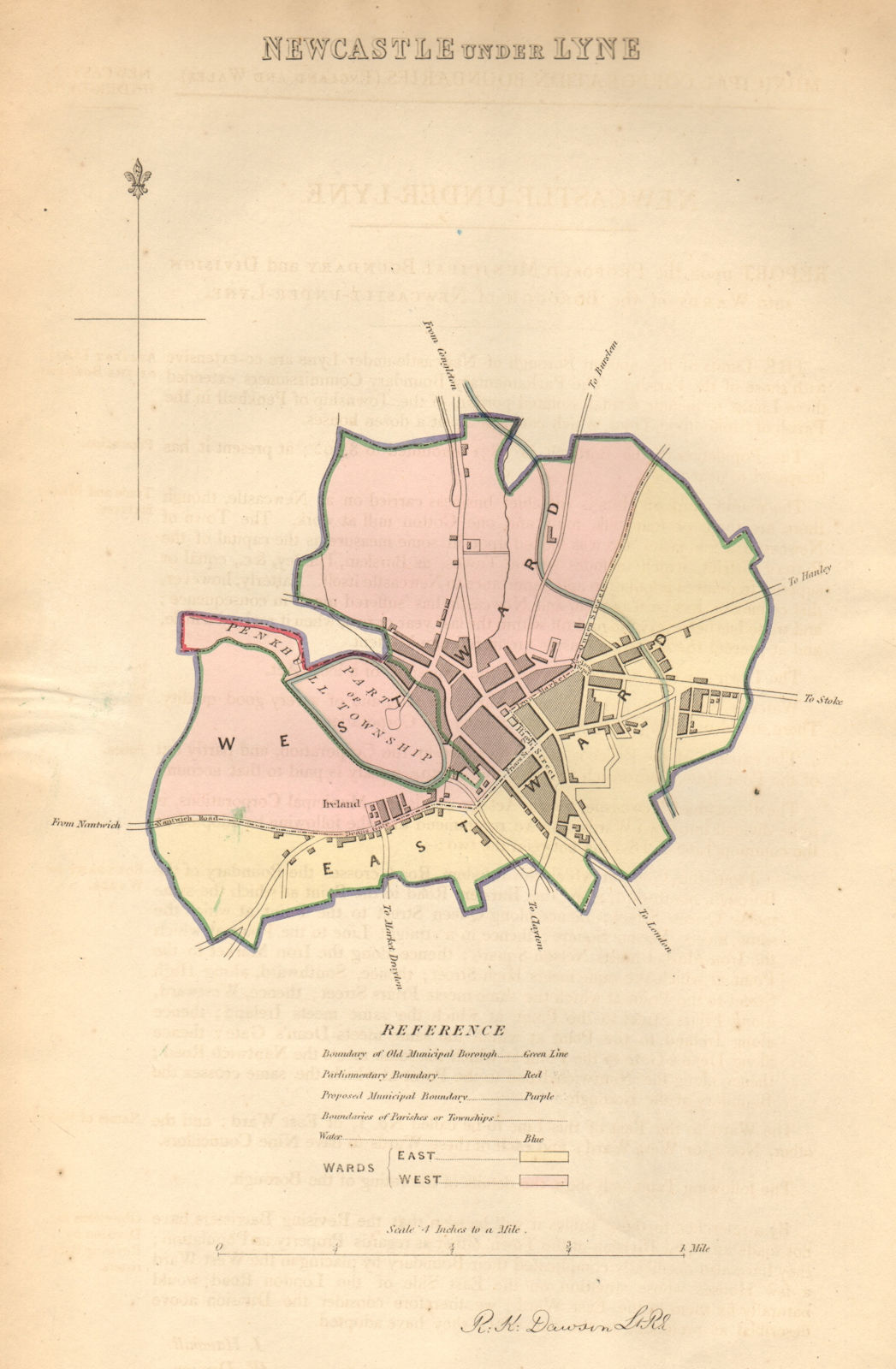 Associate Product NEWCASTLE-UNDER-LYNE borough/town plan. BOUNDARY COMMISSION. DAWSON 1837 map