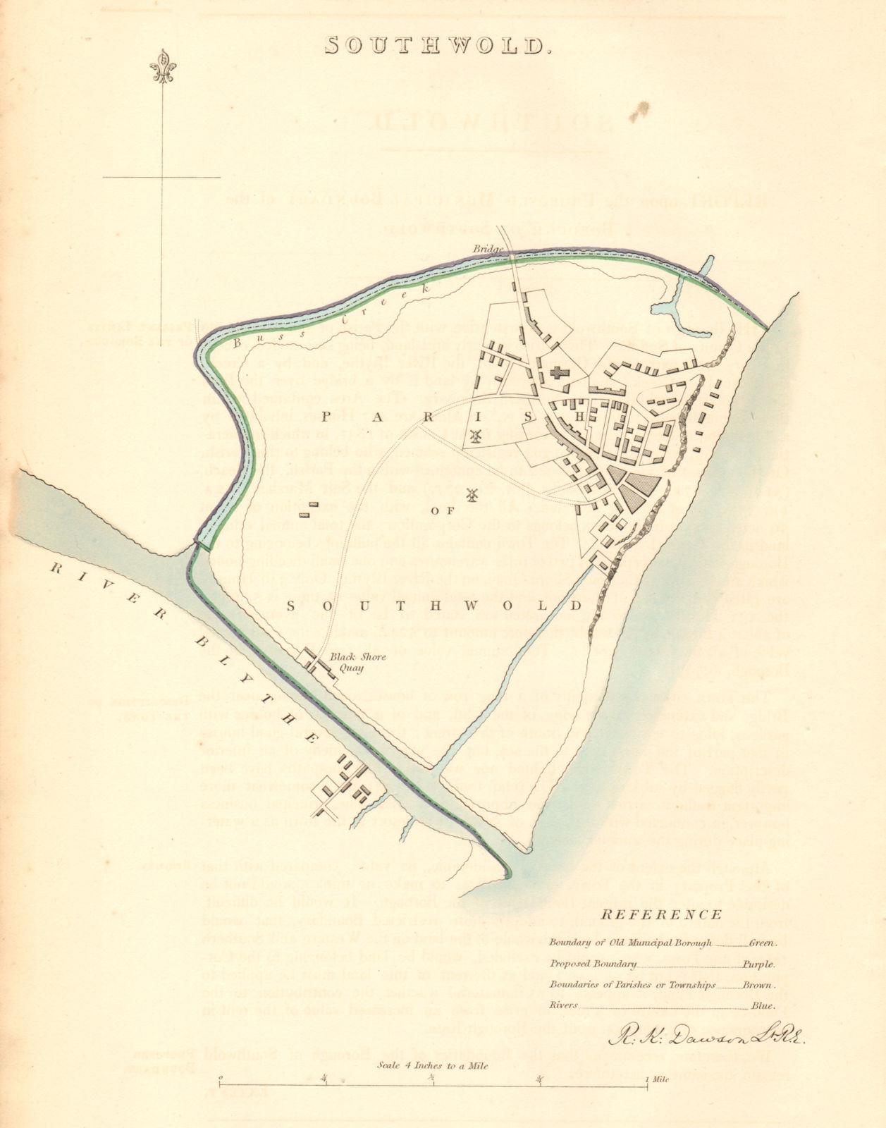 SOUTHWOLD borough/town plan. BOUNDARY COMMISSION. Suffolk. DAWSON 1837 map
