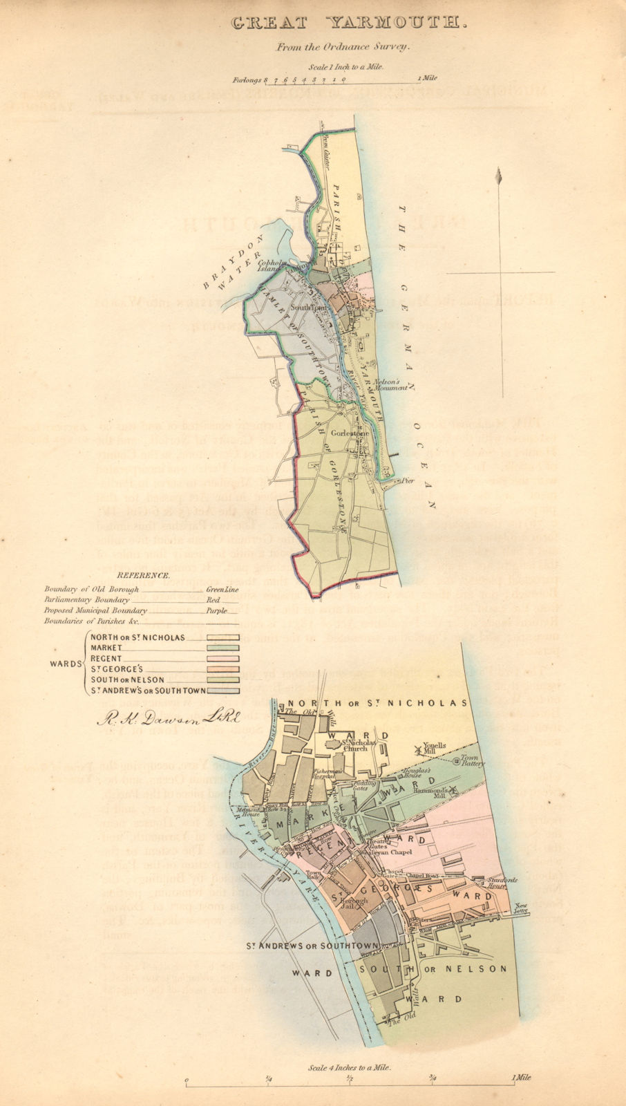 Associate Product GREAT YARMOUTH borough/town plan. BOUNDARY COMMISSION. Norfolk. DAWSON 1837 map