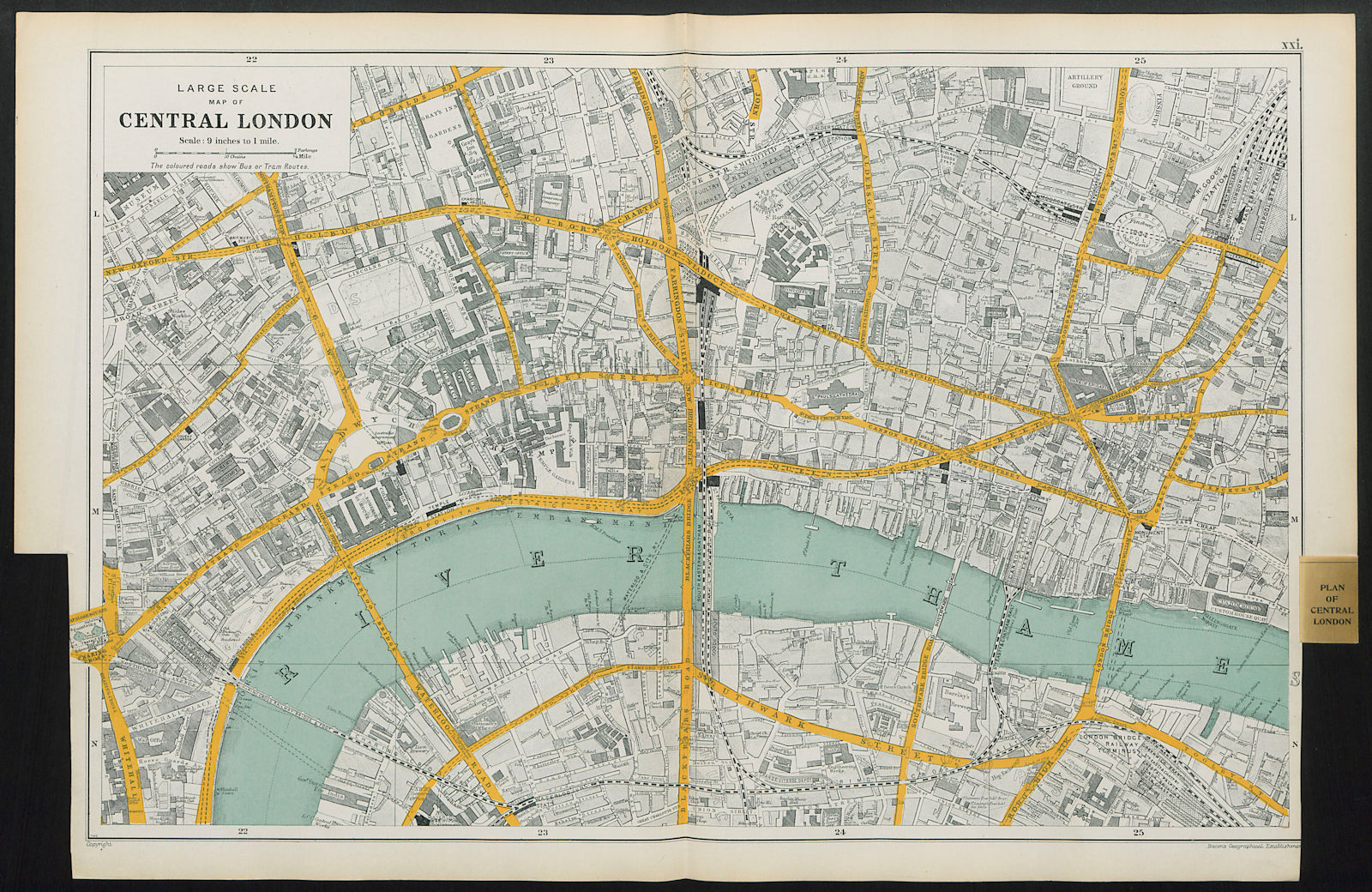 The CITY OF LONDON. The Square Mile. BACON 1913 old antique map plan chart
