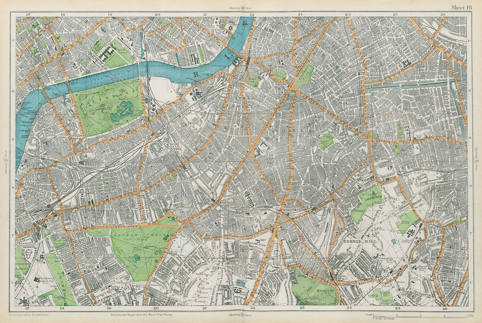 Associate Product S LONDON Clapham Brixton Lambeth Battersea Chelsea Camberwell. BACON  1913 map