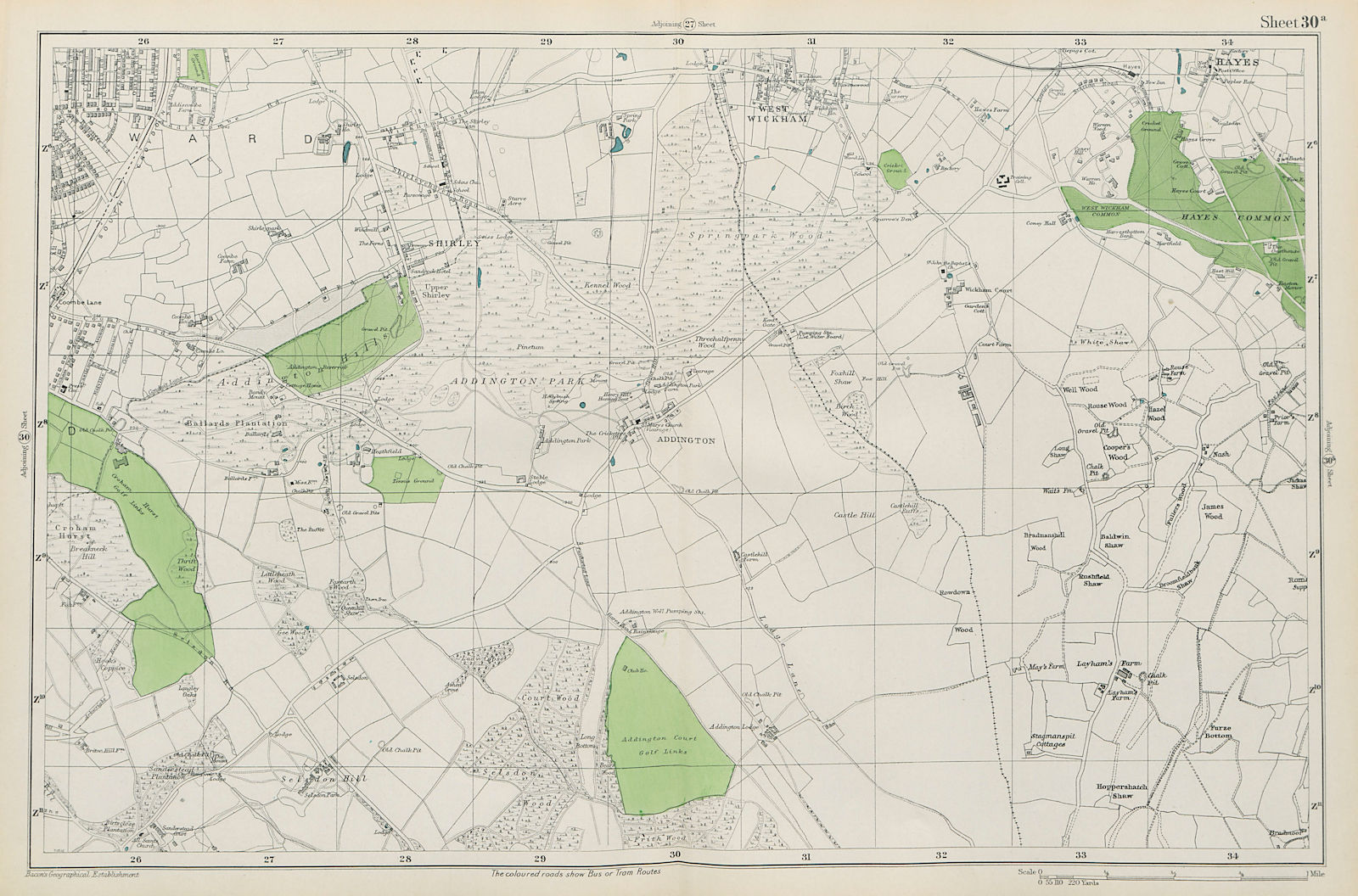 Associate Product EAST CROYDON Selsdon West Wickham New Addington Hayes Shirley. BACON 1913 map