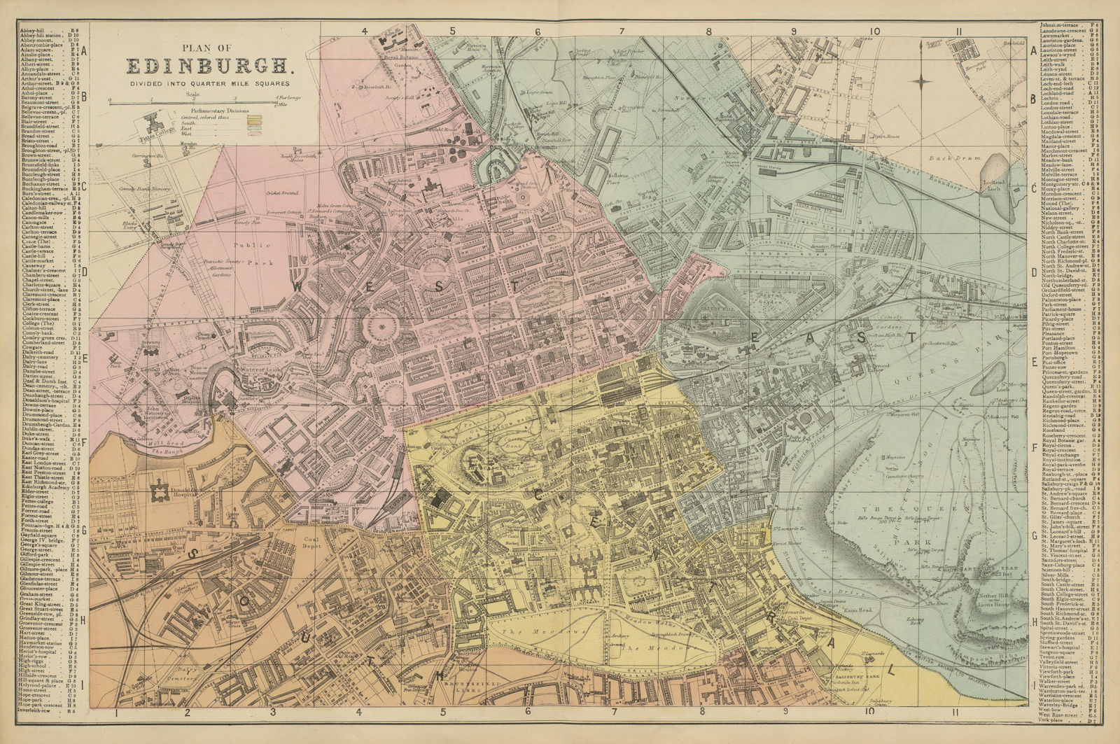 EDINBURGH Canongate Broughton Gayfield town city plan GW BACON 1885 old map