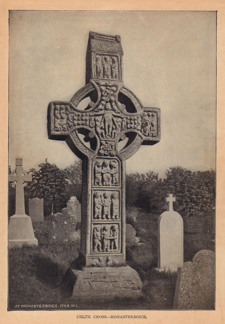 Associate Product Celtic Cross - Monasterboice 1905 old antique vintage print picture