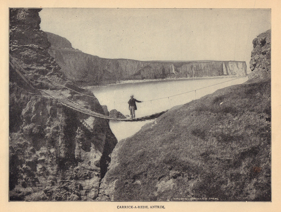 Carrick-a-Rede, Antrim. Ireland 1905 old antique vintage print picture