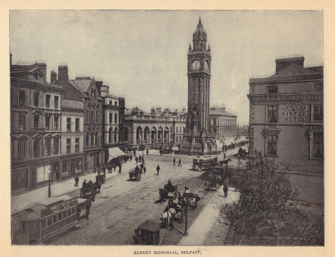 Albert Memorial, Belfast. Ireland 1905 old antique vintage print picture