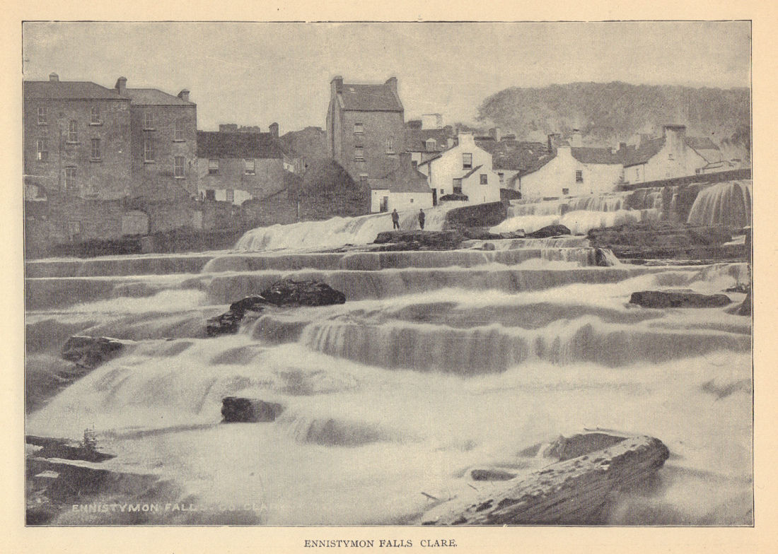 Ennistymon Falls, Clare. Ireland 1905 old antique vintage print picture