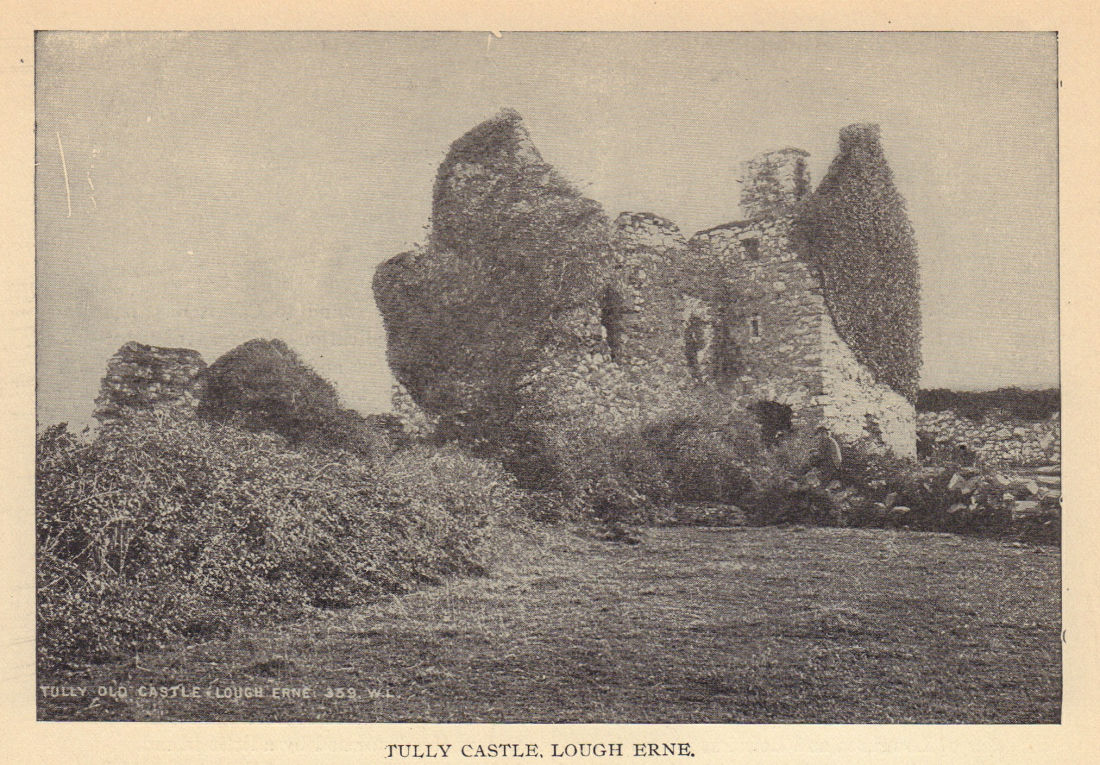 Tully Castle, Lough Erne. Ireland 1905 old antique vintage print picture