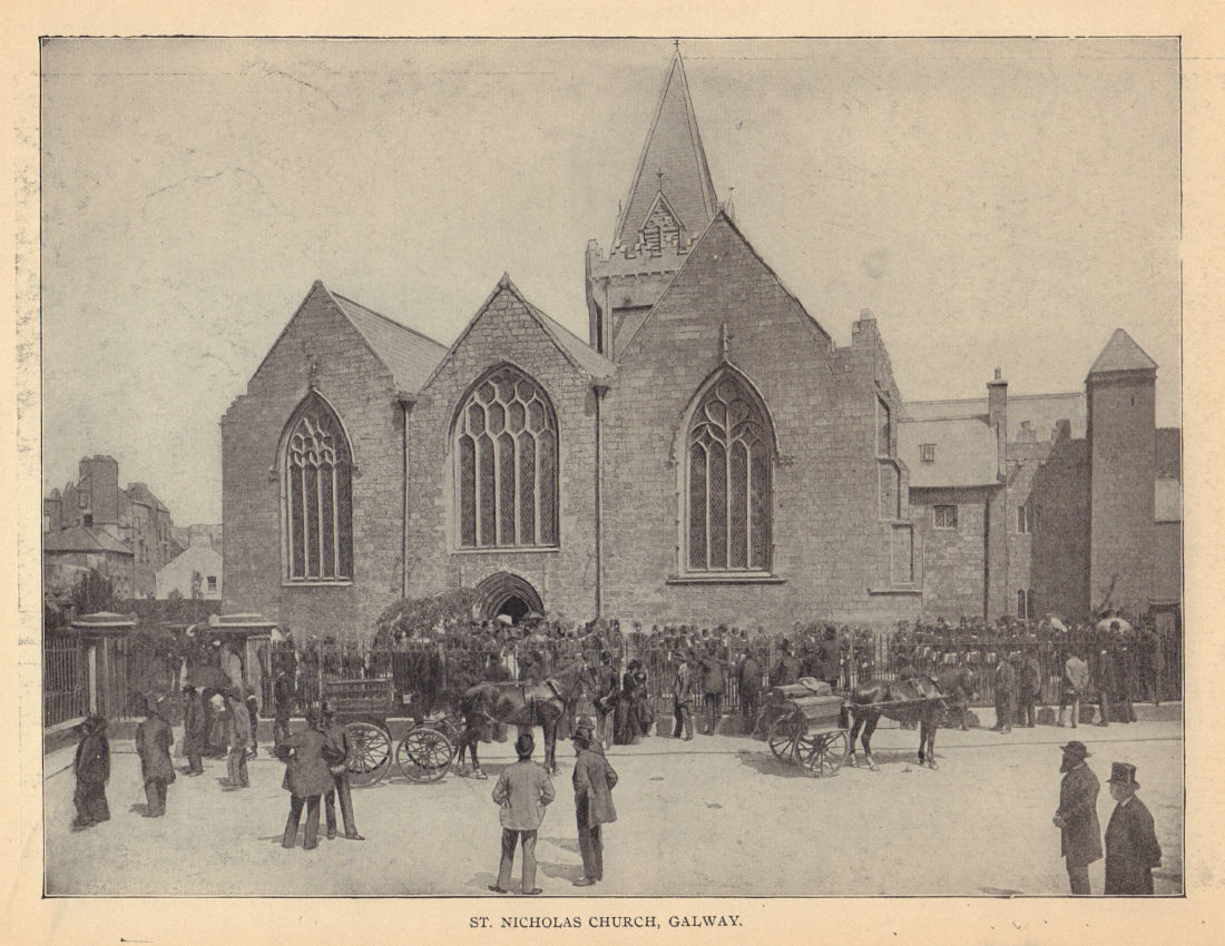 St. Nicholas Church, Galway. Ireland 1905 old antique vintage print picture