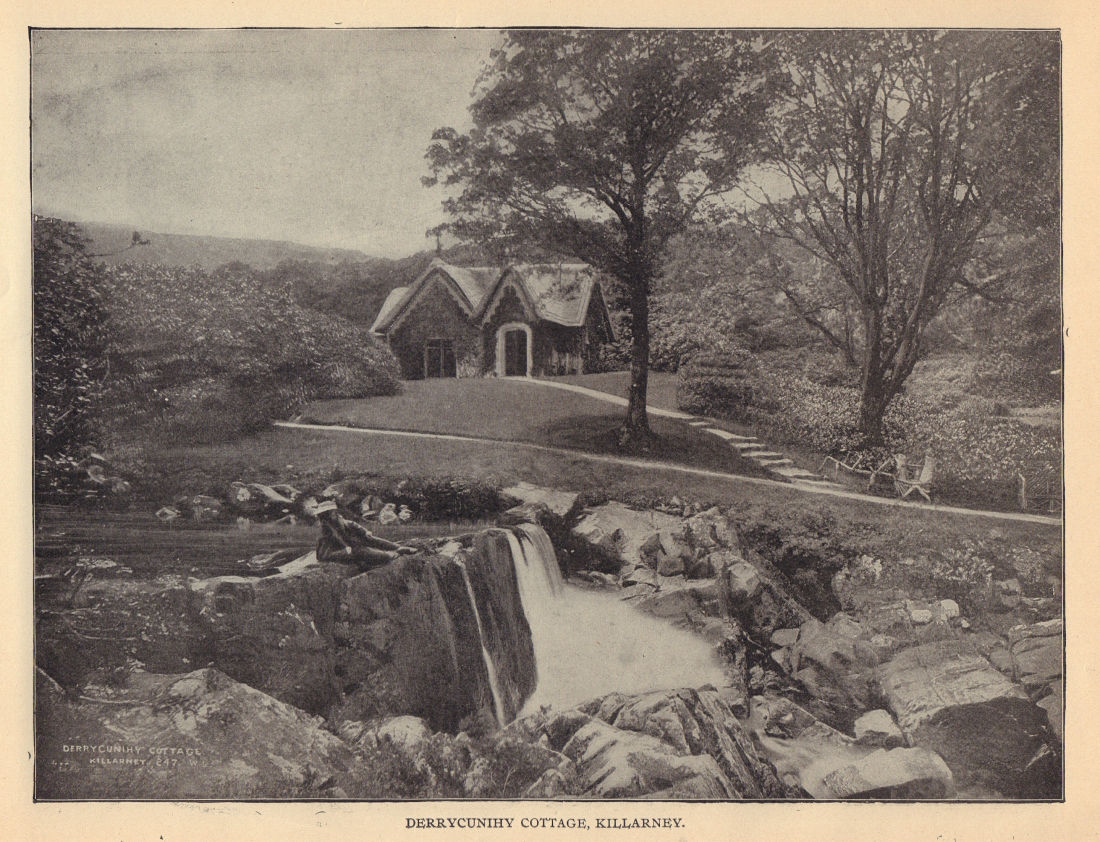 Derrycunihy Cottage, Killarney. Ireland 1905 old antique vintage print picture