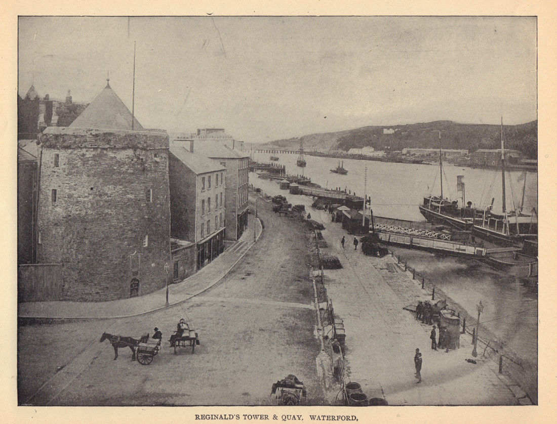 Reginald's Tower & Quay, Waterford. Ireland 1905 old antique print picture