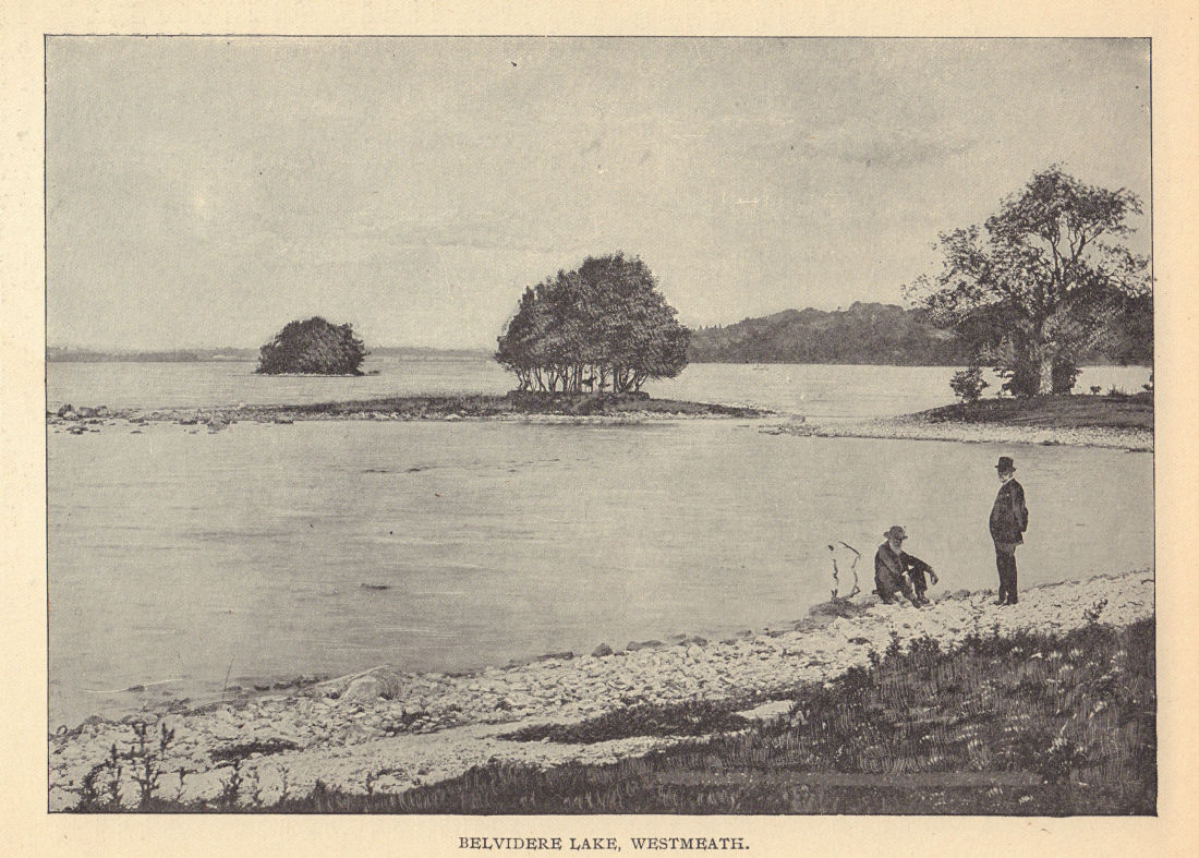 Belvidere Lake, Westmeath. Ireland 1905 old antique vintage print picture