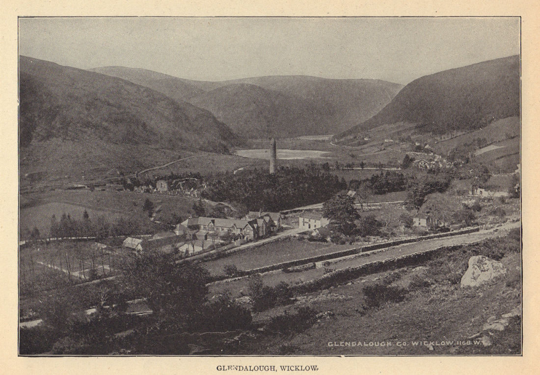 Glendalough, Wicklow. Ireland 1905 old antique vintage print picture