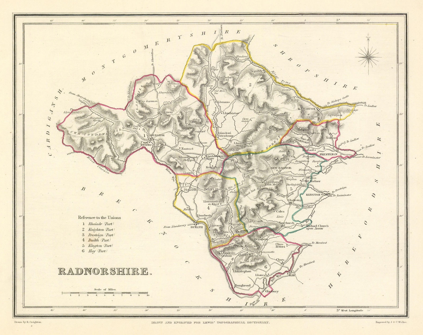 Associate Product Antique county map of RADNORSHIRE by Creighton & Walker for Lewis c1840