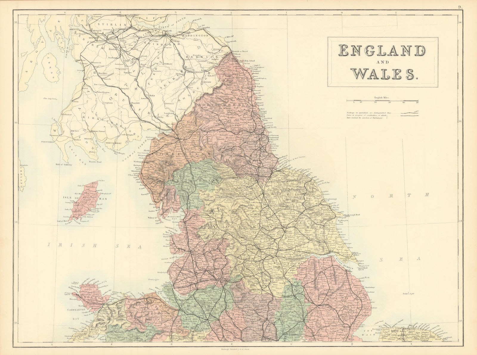 England & Wales North Sheet. Yorkshire Lancashire. BARTHOLOMEW 1862 old map