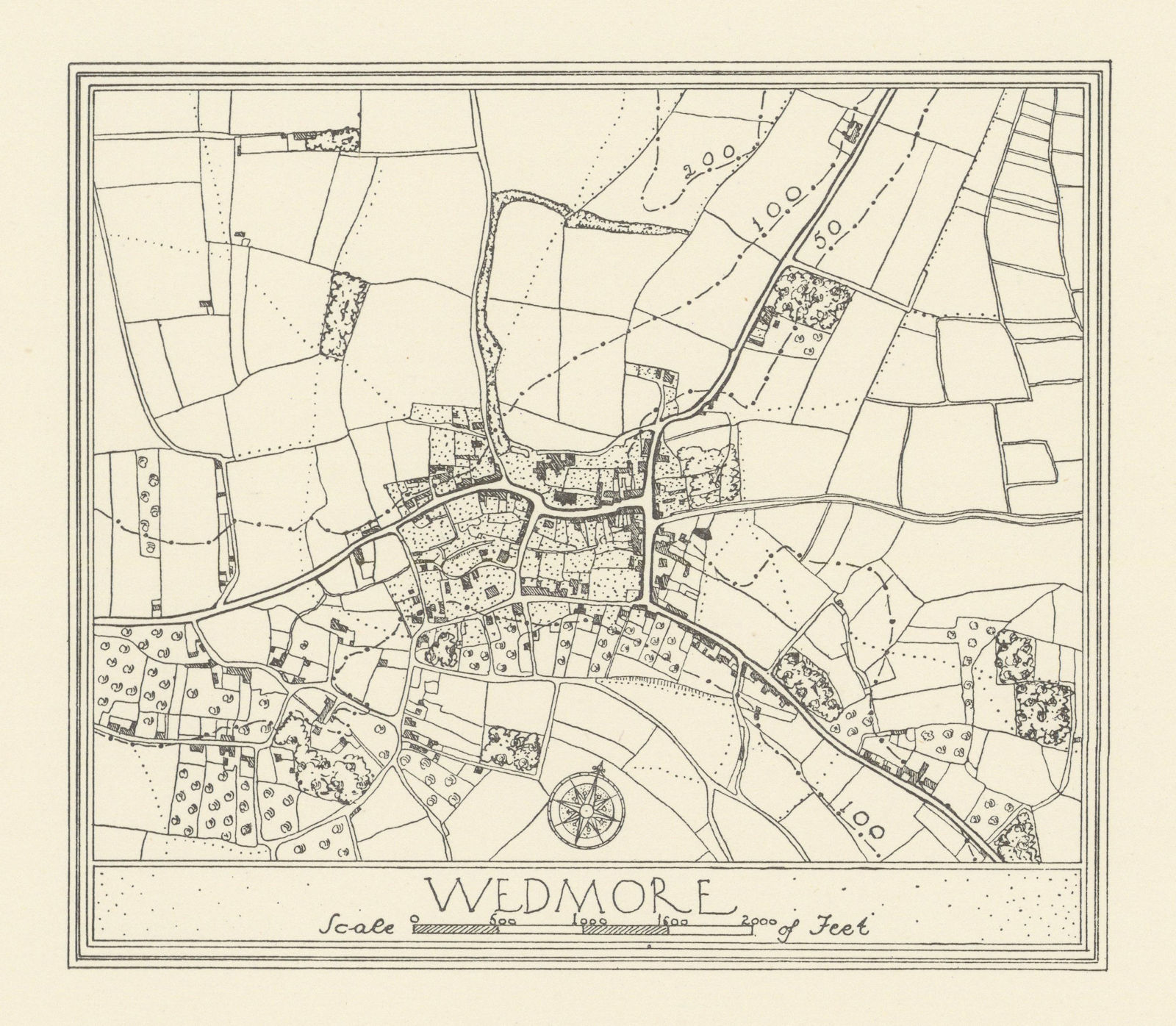 Associate Product Town plan of Wedmore by Patrick Abercrombie. Somerset 1930 old vintage map