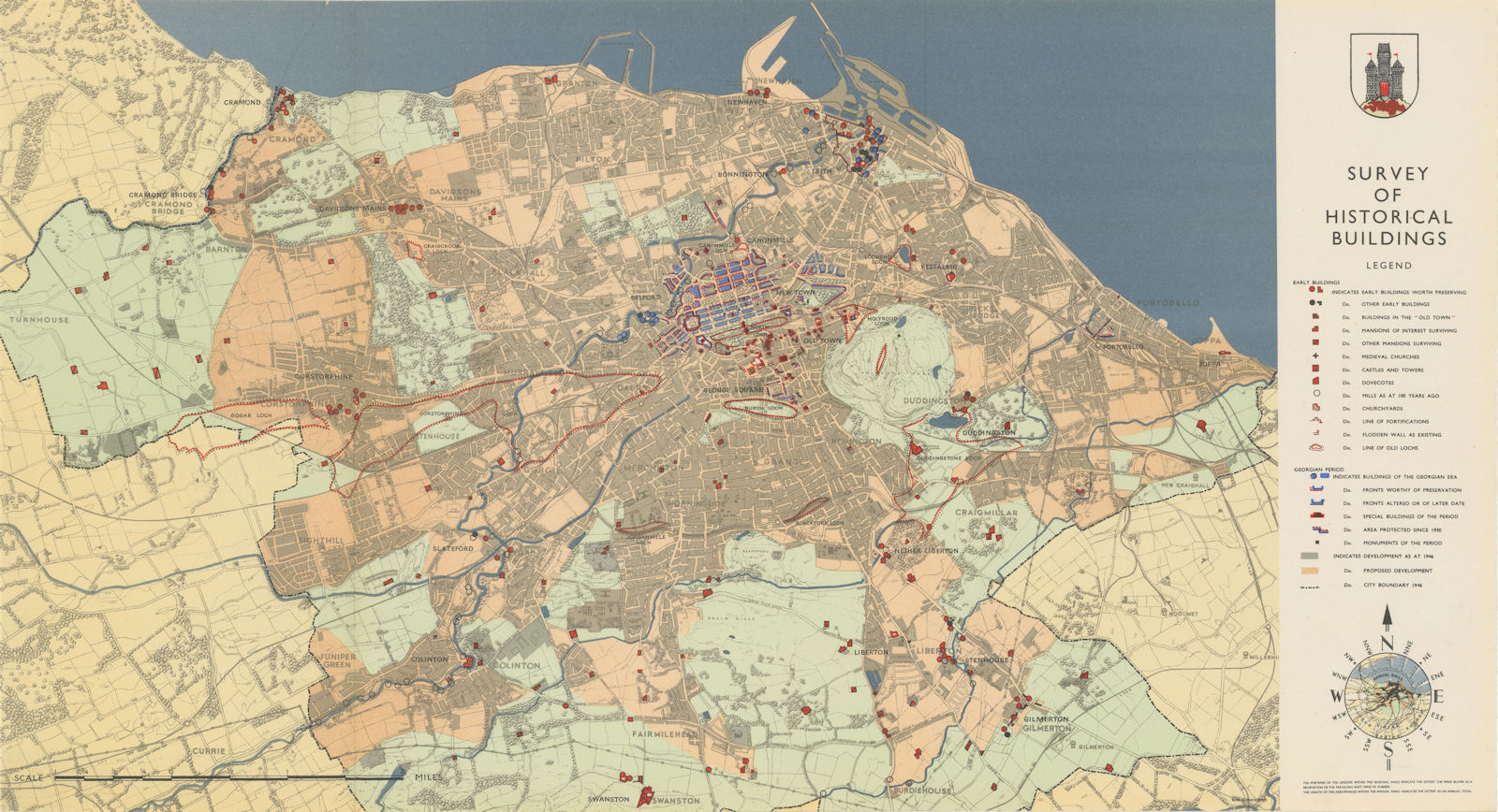 EDINBURGH. Survey of Historical Buildings. Early/Georgian. ABERCROMBIE 1949 map