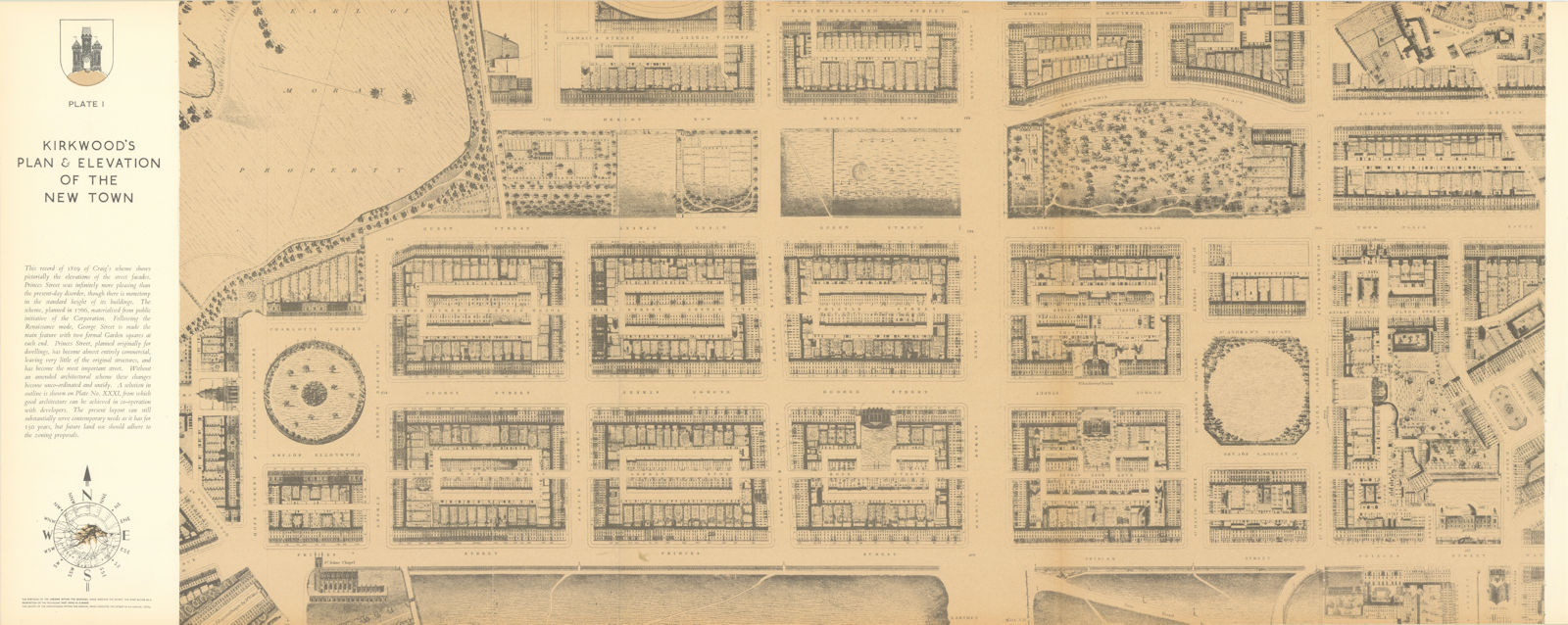 Associate Product Plan & elevation of the New Town of Edinburgh. After Robert Kirkwood 1949 map