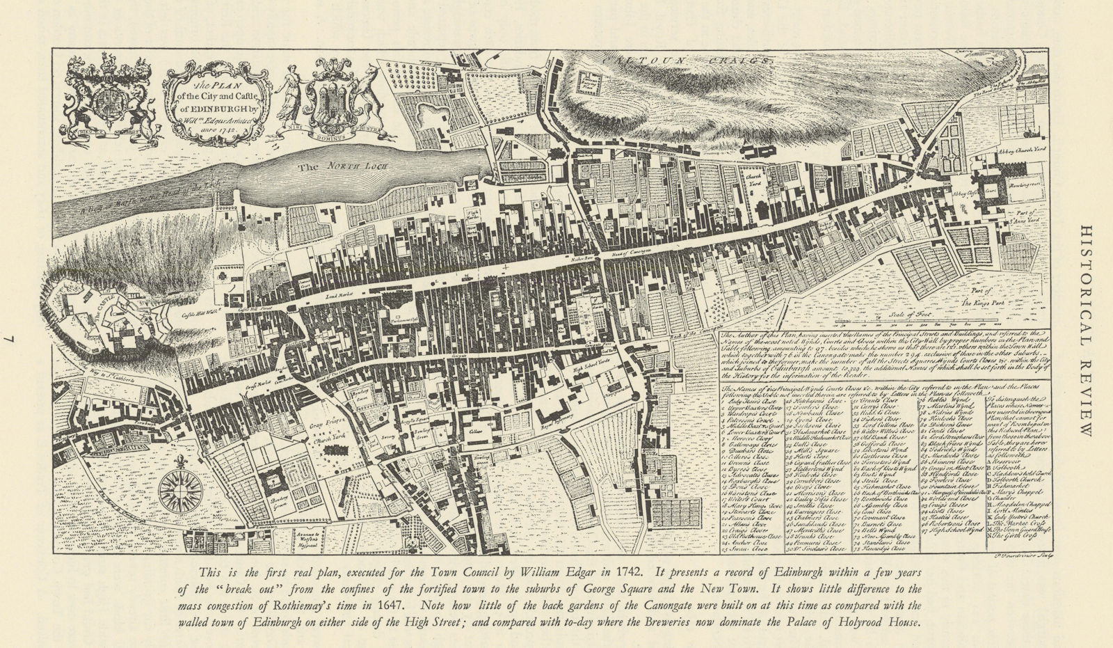 Associate Product The City & Castle of Edinburgh after Edgar, 1742. Facsimile copy 1949 old map